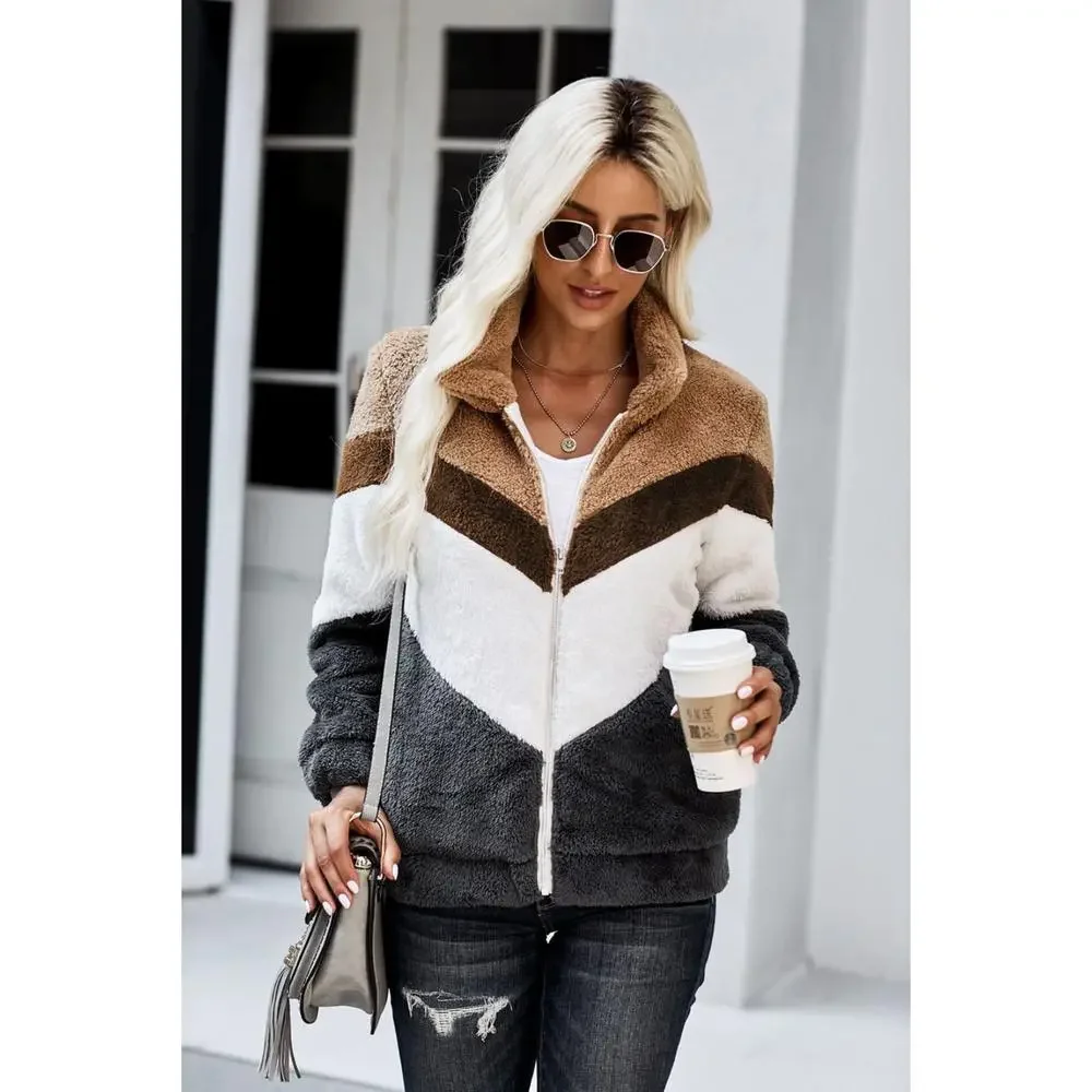 Colorblock Teddy Jacket - Picture 15 of 15